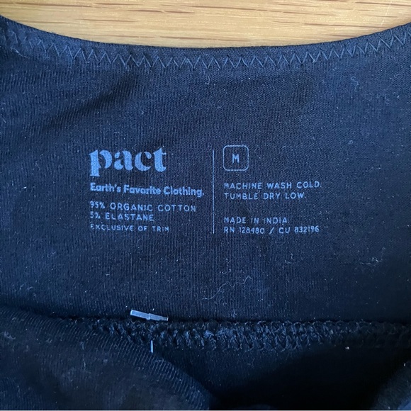 Pact Black Soft Comfy Lounge Organic Cotton Double Scoop Bralette Medium - Picture 4 of 5